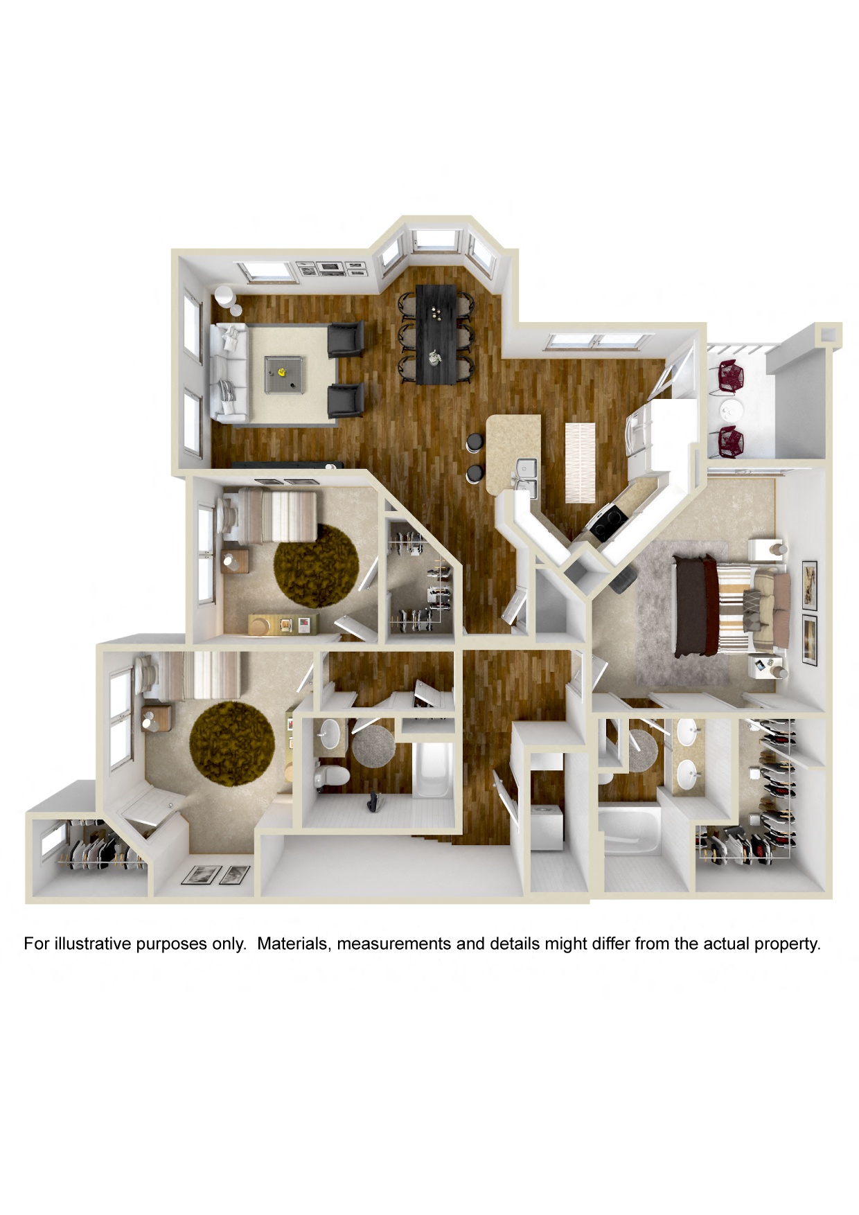 Floor plan for 3 beds, 2 baths, 1472 sqft